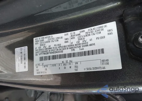 2019 Ford F-250 Platinum из США, поврежденный, VIN 1FT7W2BTXKED63332